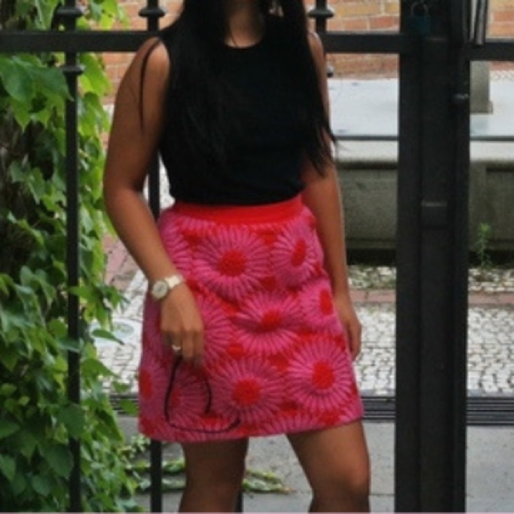 KATE SPADE SILK AND EMBROIDERED SKIRT